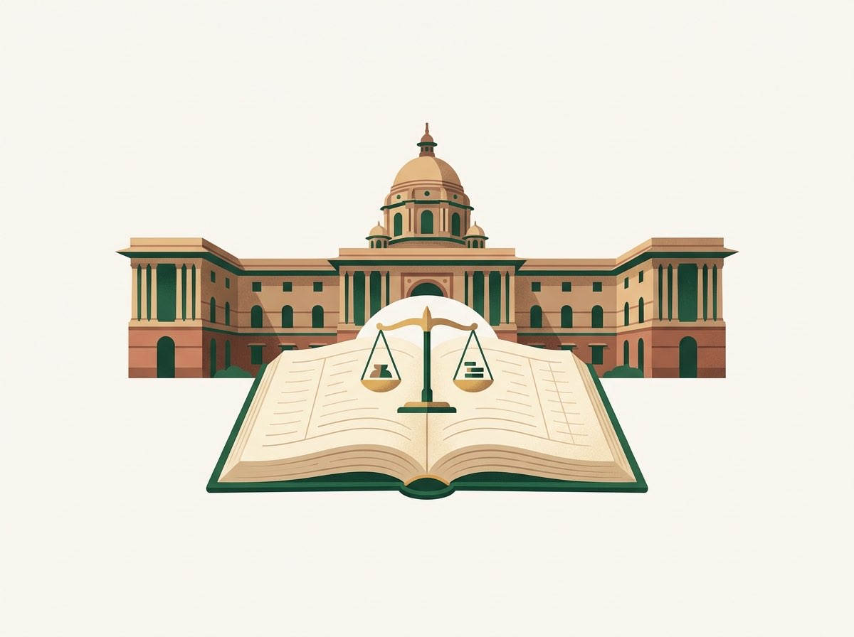 Government rate benchmarks represented by an official building with an open ledger and scales