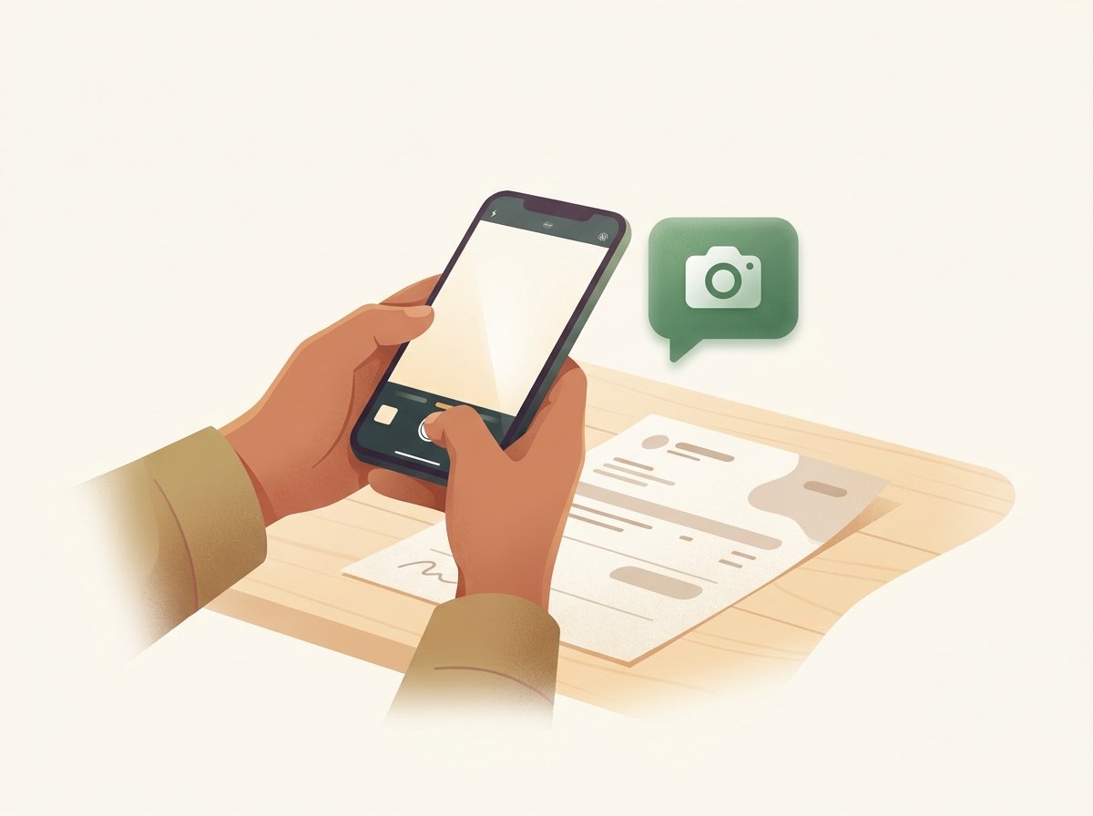 Photographing a hospital bill with a phone to send on WhatsApp
